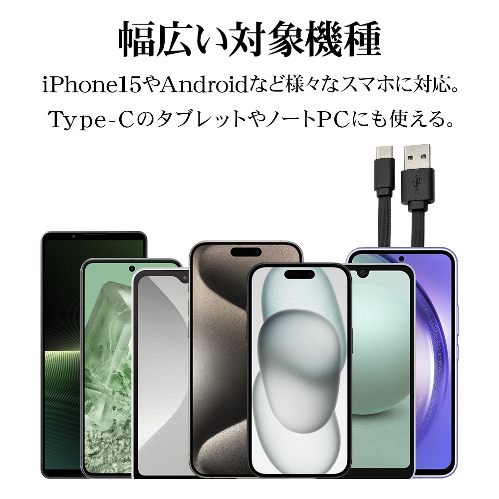 ޥ C A ֥ 2.4ڥ ꡼륿 ꡼륱֥  ̿ 0.8᡼ȥ USB Type-A to Type-C 2.4A 0.8m 80cm ꡼  ۥ磻 ޡȥե R08CAAC2A02WH 饹Хʥ