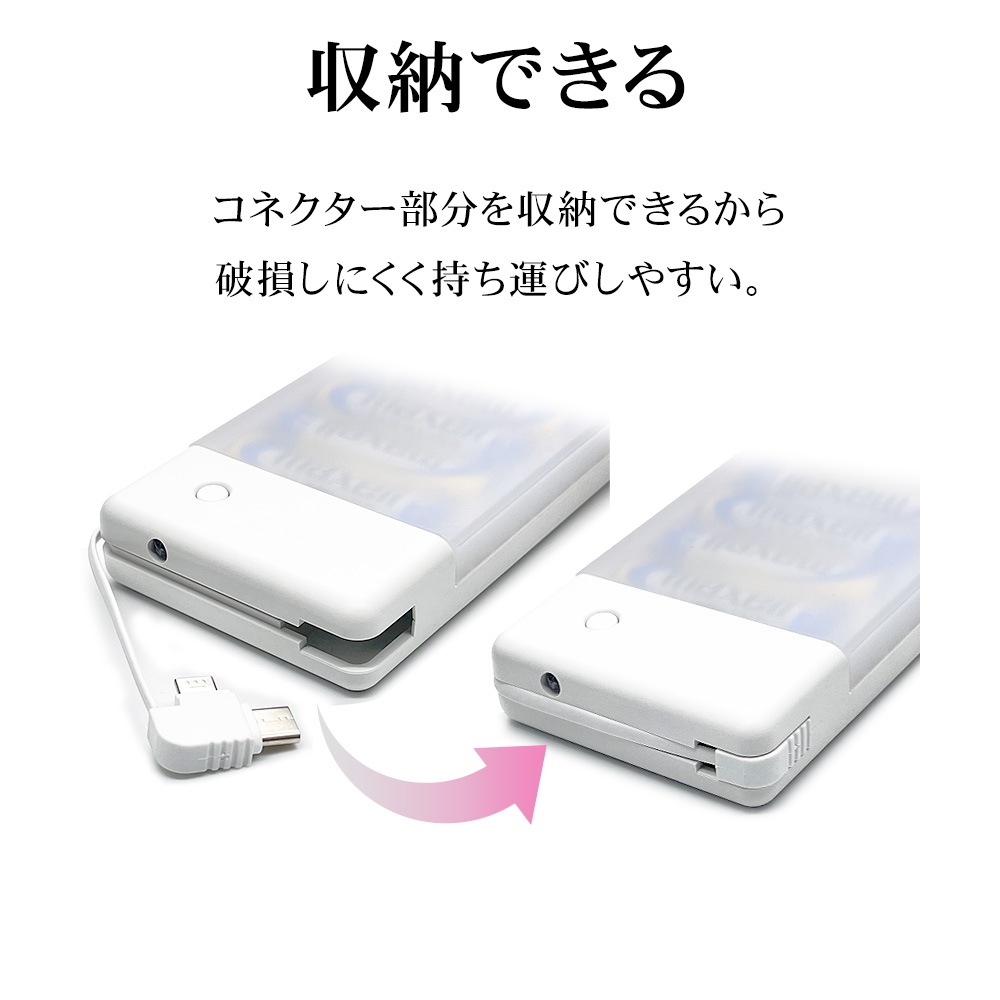 ���ޡ��ȥե����� ��Х���Хåƥ꡼ �����Ӽ����Ŵ� 2��Ʊ������ �����֥���η� micro USB Type-C LED�饤���� USB-A�ݡ��� 1.5A���� �ɺҥ��å� ����� �ۥ磻�� R01BAT361A04WH �饹���Хʥ�