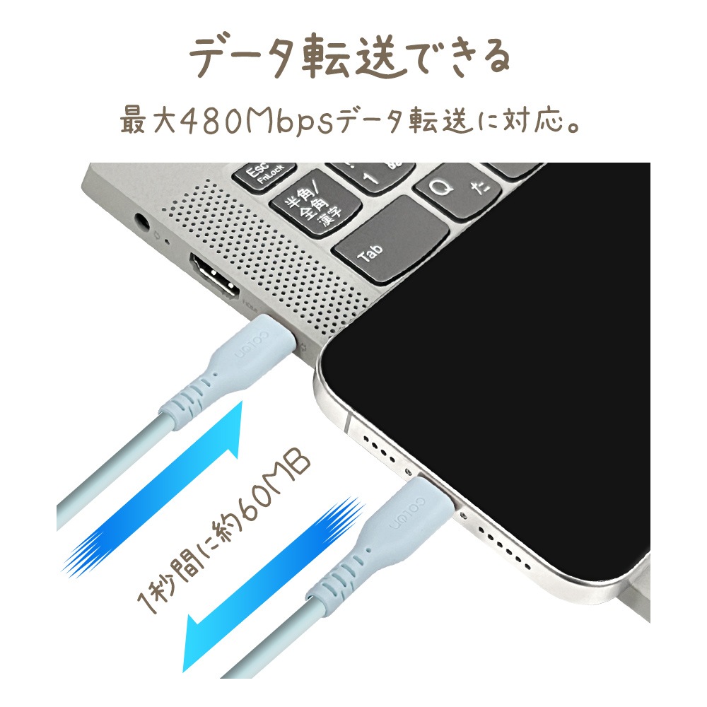 iPhone15 ޥ ֥ PDб 餫 ꥳ󥱡֥ calon  ̿  Type-C to Type-C typec Power Delivery 60W 0.2m 20cm 㥳륰졼 ޡȥե  R02CACC3A04CGRY