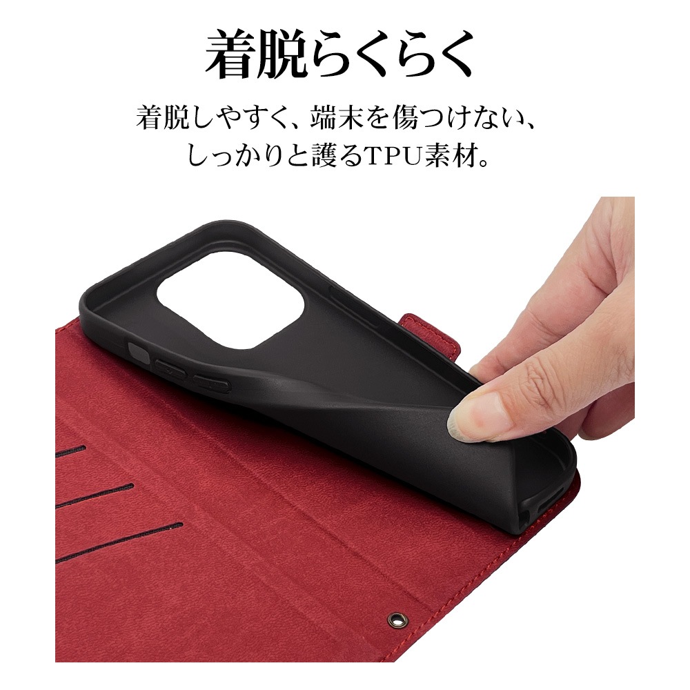 iPhone15 Pro Max ケース カバー 手帳型 薄型 耐衝撃吸収 カード
