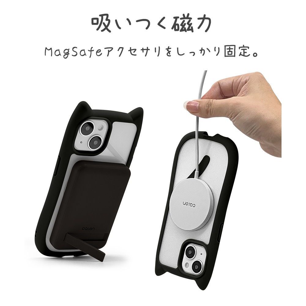 iPhone15 14 13  С ϥ֥å MagSafeб mimi ǭ ͥߥ ͤߤ Ѿ׷ۼ MIL ̥ꥢ TPUХѡ 磻쥹б ֥å ե ޥۥ 8346IP361HPMBK 饹Хʥ