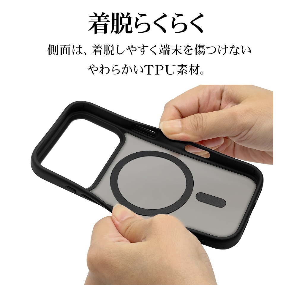 iPhone17 Pro  С ϥ֥å MagSafeб ޥͥåȽ RHINOX 饤Υå Ѿ׷ MIL ޥå 2H TPUХѡ 磻쥹 ֥åߥեȥ֥å ե ޥۥ 9001IP5BHAMBKFB 饹Хʥ