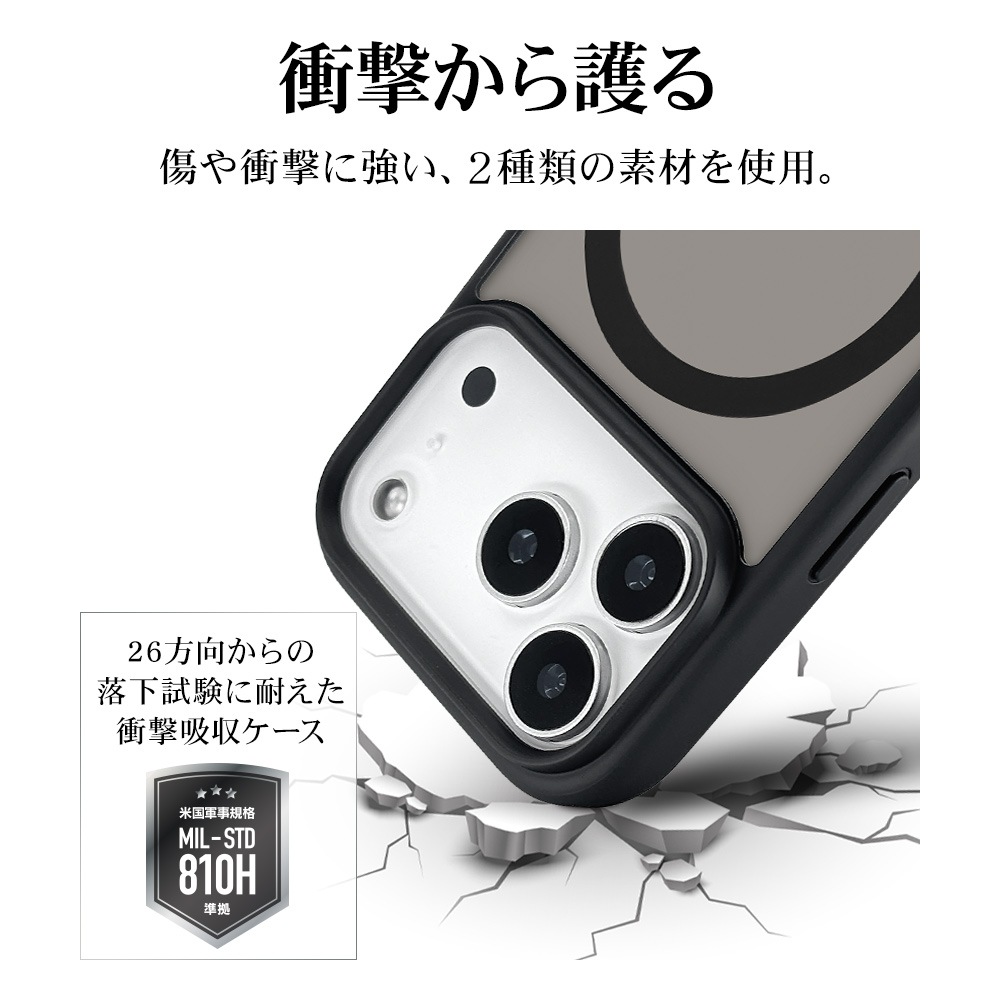 iPhone17 Pro  С ϥ֥å MagSafeб ޥͥåȽ RHINOX 饤Υå Ѿ׷ MIL ޥå 2H TPUХѡ 磻쥹 ֥åߥեȥ֥å ե ޥۥ 9001IP5BHAMBKFB 饹Хʥ