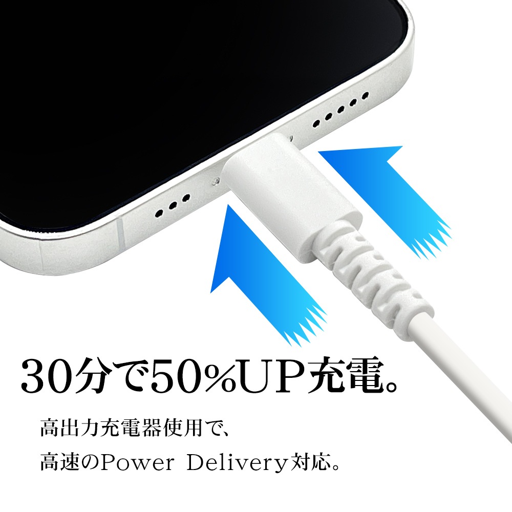 iPhone iPad iPod 饤ȥ˥ C ֥ PDб 餫 ߤˤ  ̿ 2᡼ȥ Type-C to Lightning typec Power Delivery 2m ѥå ݥå ® ® ۥ磻 R20CACL3A02WH 饹Хʥ