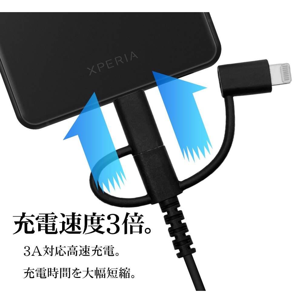 iPhone iPad iPod ޥ ֥å A ޥB֥ 餫 1᡼ȥ 饤ȥ˥Ѵ CѴ  ̿ USB Type-A microUSB Lightning Type-C typec 3A 1 ۥ磻 R10CAAMLC3A01WH