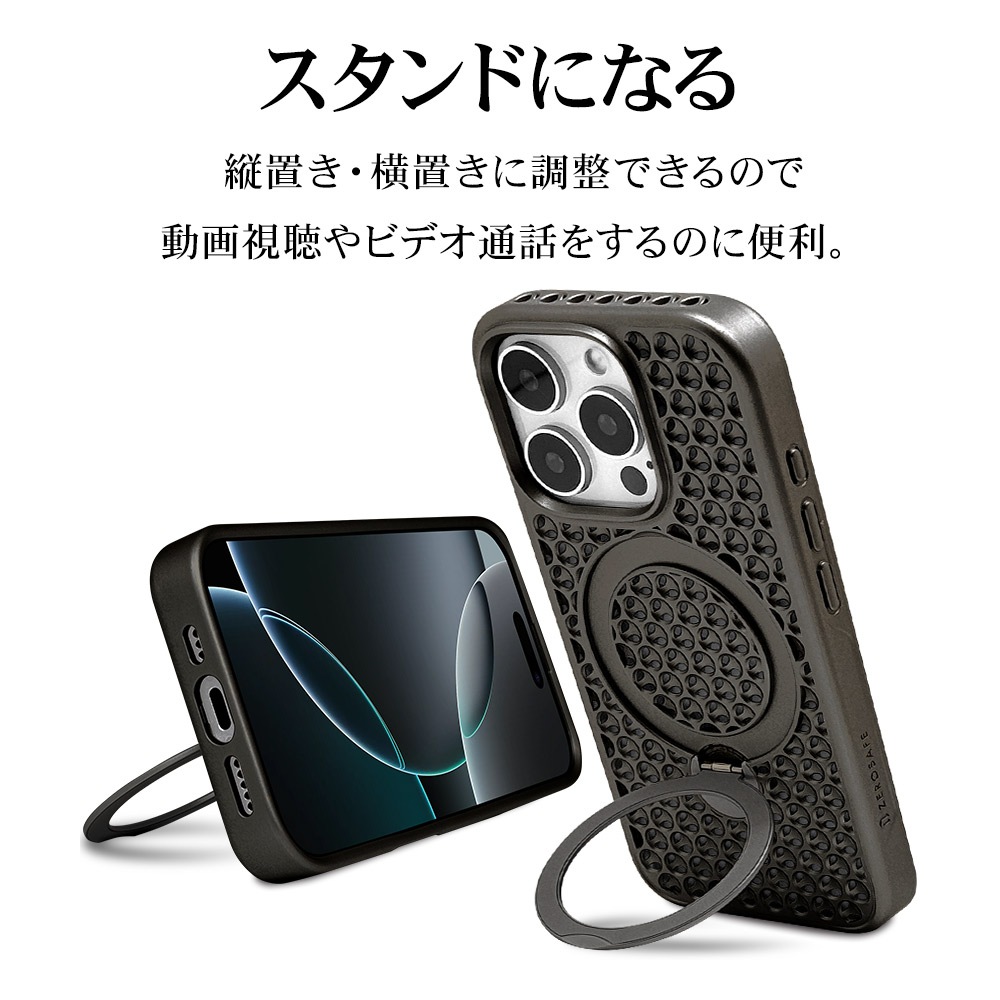 iPhone16 Pro  С ϥ֥å ZEROSAFE Mesh MagSafeб Ѿ׷ۼ MIL TPUХѡ դ å ɻ ֥å ե ޥۥ 8557IP463ZSFMBK 饹Хʥ