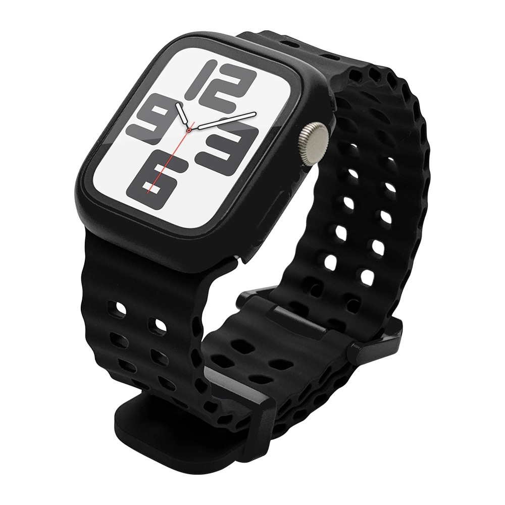 Apple Watch Ultra2nd Ultra Series10 Series9 Series8 Series7 SE��3���� SE��2���� SE 49mm 46mm 45mm 44mm ���ꥳ��Х�� ��æ��ñ �֥�å� ���åץ륦���å� ����ȥ� RBLAW4407BK �饹���Хʥ�
