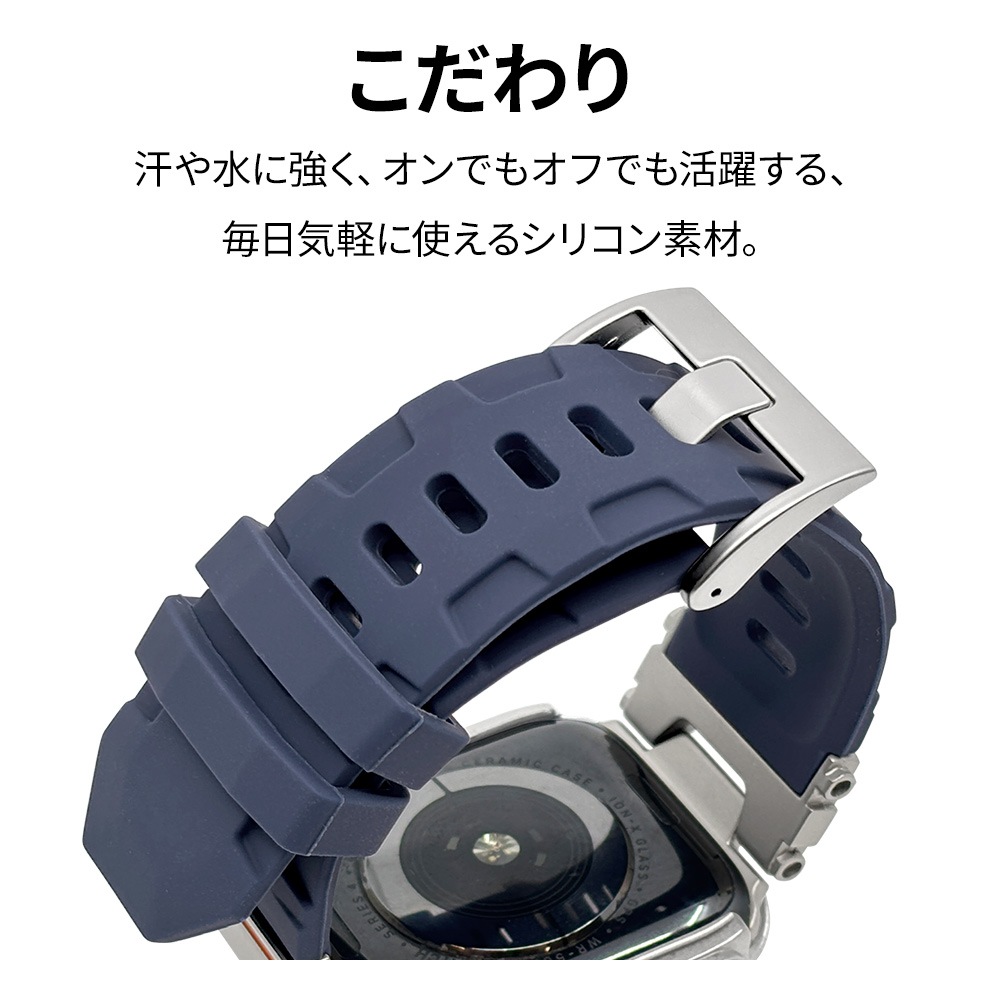 Apple Watch 49mm 46mm 45mm 44mm ULTRA style silicon band2 ����ȥ饹������ ���ꥳ��Х�� ������2 ��æ��ñ �Х�� �֥�å� ���åץ륦���å� �٥�� RBLAWUS4409BK �饹���Хʥ�