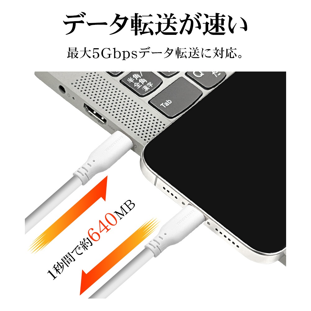 iPhone15 ���ޥ� �����֥� PD�б� USB3.2 gen1 5Gbps ���餫�� ���ꥳ�󥱡��֥� ���� �̿� Type-C to Type-C typec Power Delivery 60W 1m 100cm �ۥ磻�� ���ޡ��ȥե��� R10CACC3A07WH