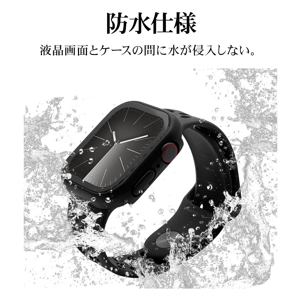 Apple Watch series10 42mm 饹ե  С ϥ֥å  Ʃ ꥢ PC+GLASS 饹ηץƥ ɿ奱 IPX68 ɽ̹9H ֥å åץ륦å GHB4810AW42 饹Хʥ