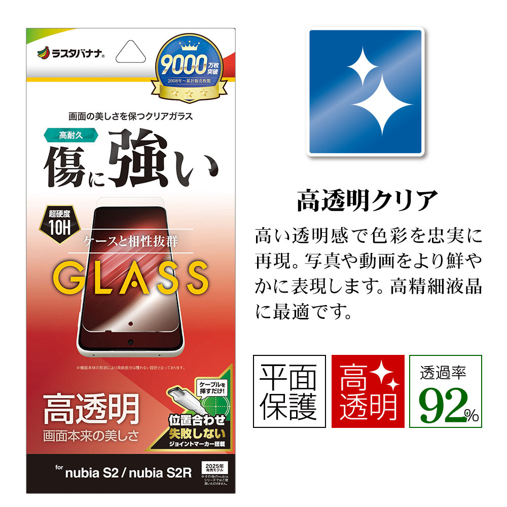 nubia S2 nubia S2R ���饹�ե���� ʿ���ݸ� ����� ��Ʃ�� ���ꥢ ���˶���  0.33mm ����10H ��ñŽ���դ� �̥ӥ� ����2 ����2������ �ݸ�ե���� GP5276NS2 �饹���Хʥ�