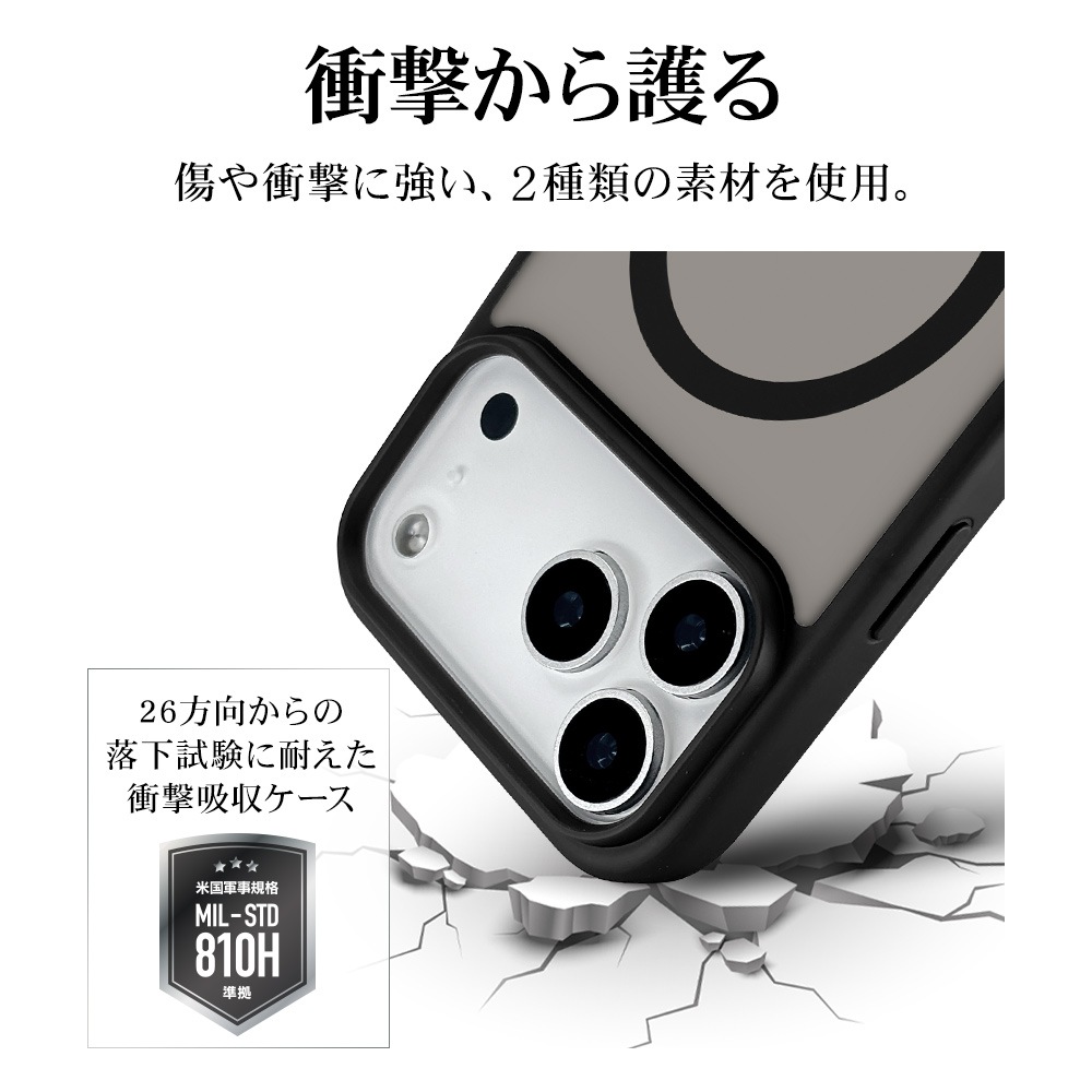 iPhone17 Pro Max  С ϥ֥å MagSafeб ޥͥåȽ RHINOX 饤Υå Ѿ׷ MIL ޥå TPUХѡ 磻쥹 ֥åߥեȥ֥å ե ޥۥ 9098IP5DHAMBKFB 饹Хʥ