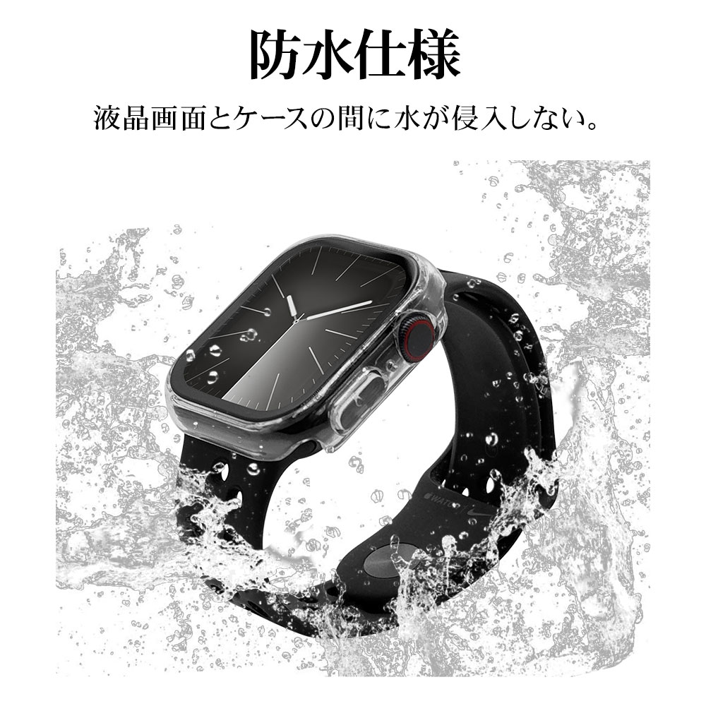 Apple Watch series10 46mm 饹ե  С ϥ֥å  Ʃ ꥢ PC+GLASS 饹ηץƥ ɿ奱 IPX68 ɽ̹9H ꥢ åץ륦å GHB4813AW46 饹Хʥ
