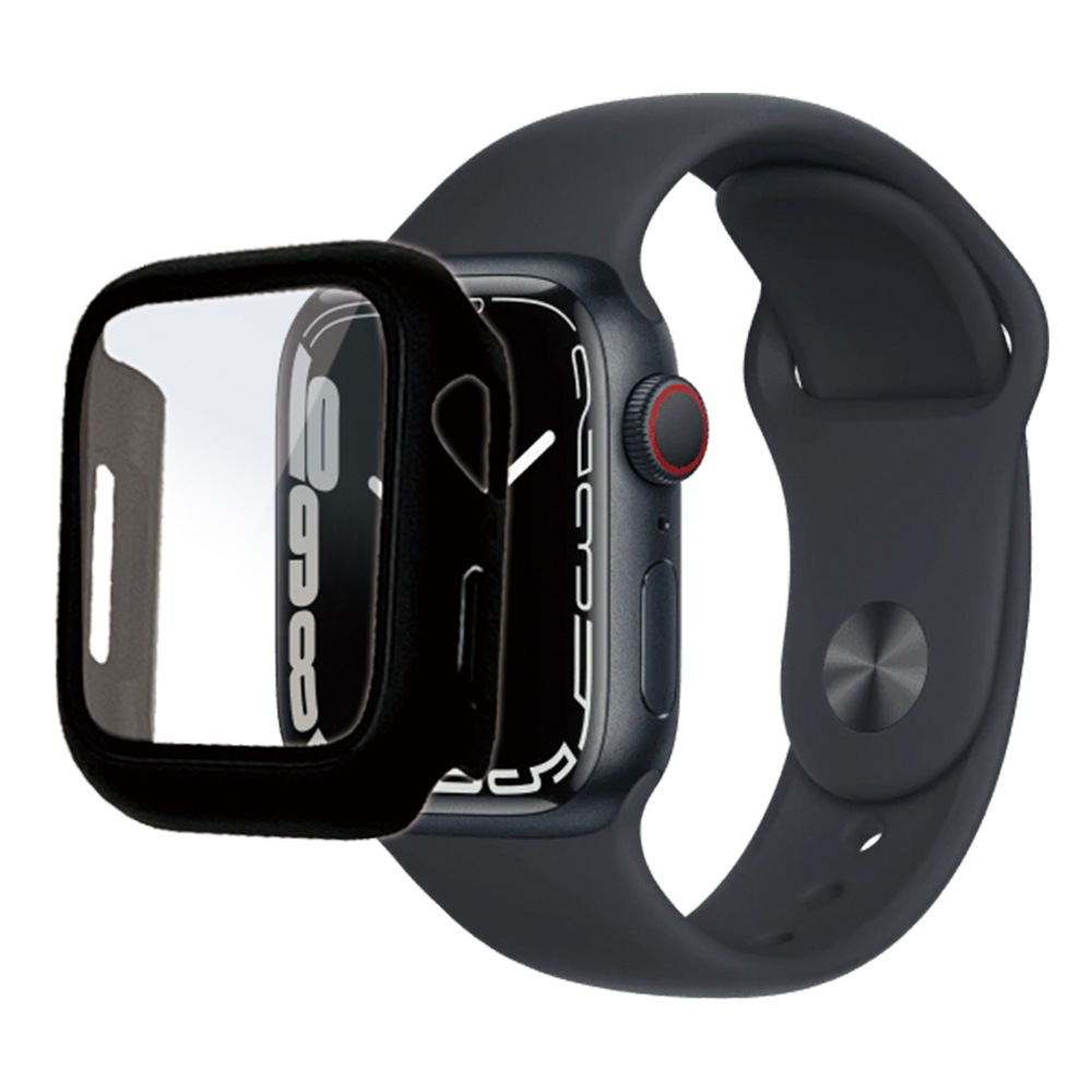 Apple Watch Series9 Series8 Series7 41mm ���饹�ե���� ������ ���С� �ϥ��֥�å� ����� ��Ʃ�� ���ꥢ PC+GLASS ���饹���η��ץ��ƥ����� ɽ�̹���9H �֥�å� ���åץ륦���å� GHB3740AW41 �饹���Хʥ�