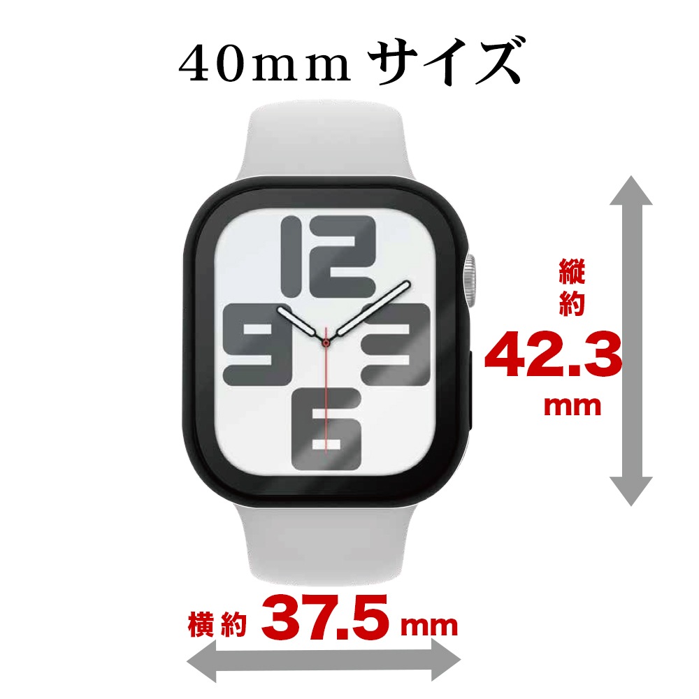 Apple Watch series6 series5 series4 SE2 SE 40mm 饹ե  С ϥ֥å  Ʃ ꥢ PC+GLASS 饹ηץƥ ɿ奱 IPX68 ɽ̹9H ֥å åץ륦å GHB4622AW40 饹Хʥ
