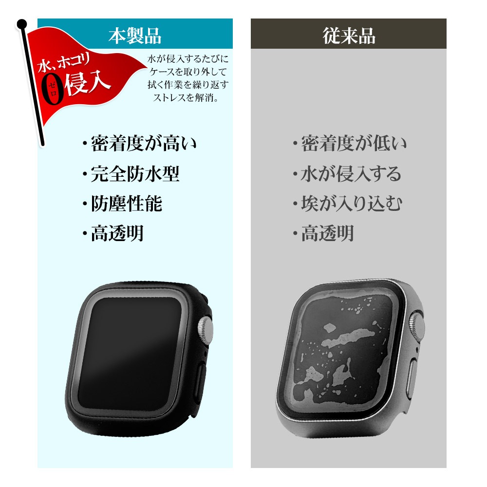 Apple Watch series8 series7 41mm 饹ե  С ϥ֥å  Ʃ ꥢ PC+GLASS 饹ηץƥ ɿ奱 IPX68 ɽ̹9H ꥢ åץ륦å GHB4625AW41 饹Хʥ