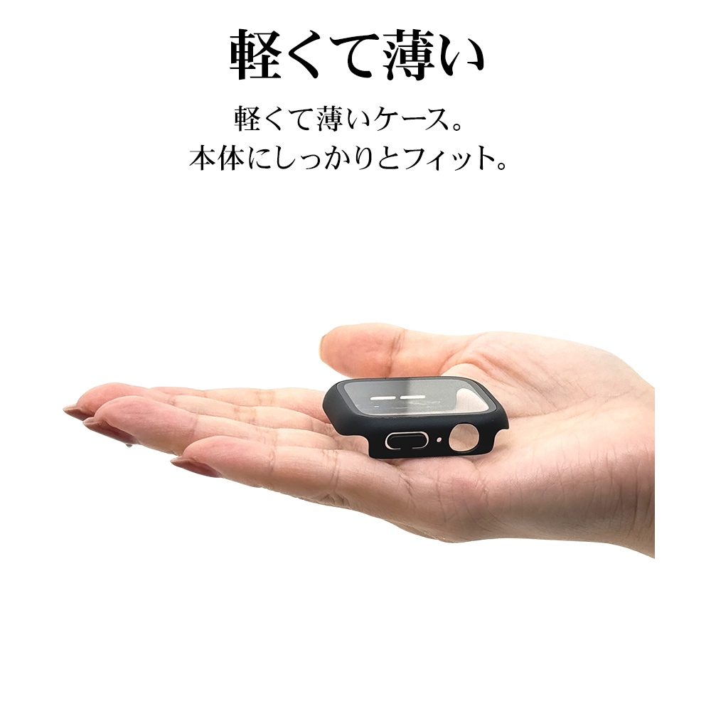 Apple Watch series8 series7 45mm 饹ե  С ϥ֥å  Ʃ ꥢ PC+GLASS 饹ηץƥ ɿ奱 IPX68 ɽ̹9H ֥å åץ륦å GHB4628AW45 饹Хʥ