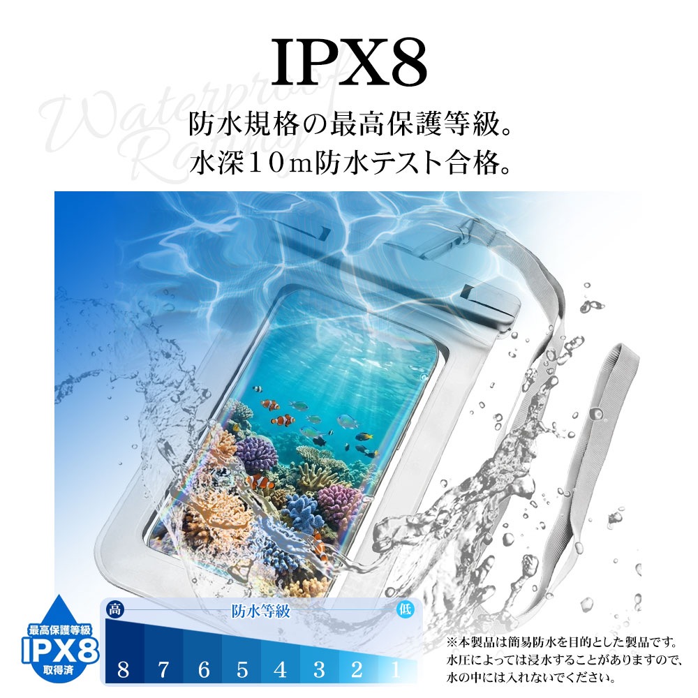 ���ޥ� �ɿ奱���� IPX8 �ͥå����ȥ�å��� ξ�̥��ꥢ ���ޡ��ȥե��� �� ������ �ס��� ��Ϥ ��ʪ���� iPhone Android �ۥ磻�� RFRWPF14WH �饹���Хʥ�