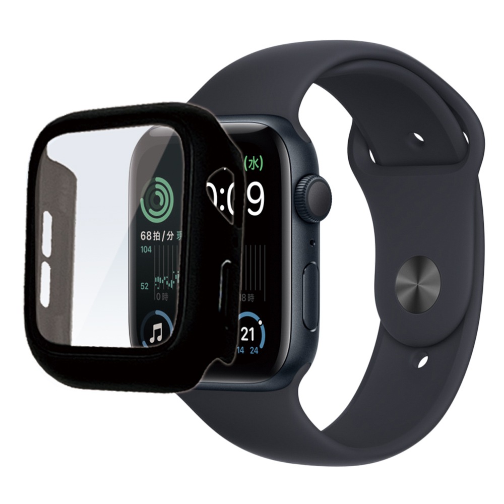 Apple Watch Series6 Series5 Series4 SE3 SE2 SE 44mm 饹ե  С ϥ֥å  PC+GLASS 饹ηץƥ ɽ̹9H ֥å åץ륦å GHB3746AW44 饹Хʥ