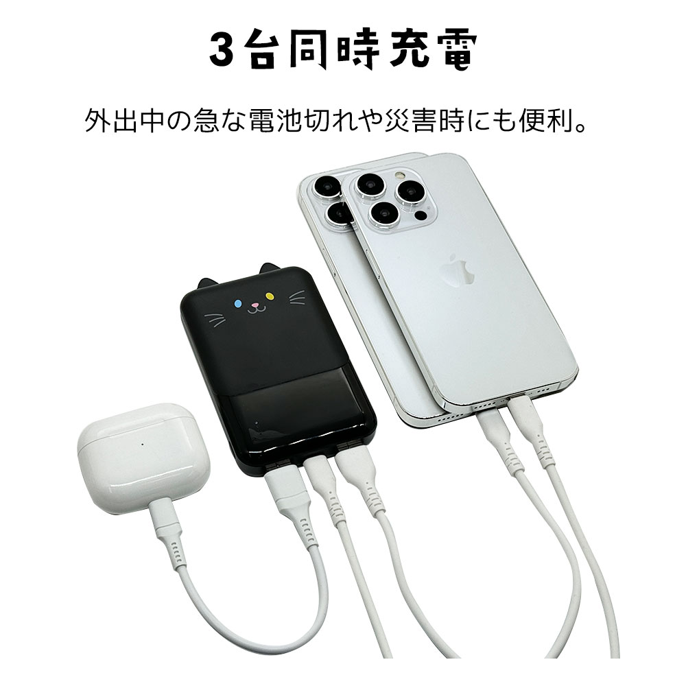 ��Фˤ㡼 ��Х���Хåƥ꡼ ��Х˥㡼 iPhone iPad ���ޥ� ���֥�å� ���Ǥ��� 5000mAh ������C 1�ݡ��� ������A 2�ݡ��� 2.1A USB Type-C typec Type-A ���� ���� ������ ���������ǽ 3��Ʊ������ RLI050C2A01GOM