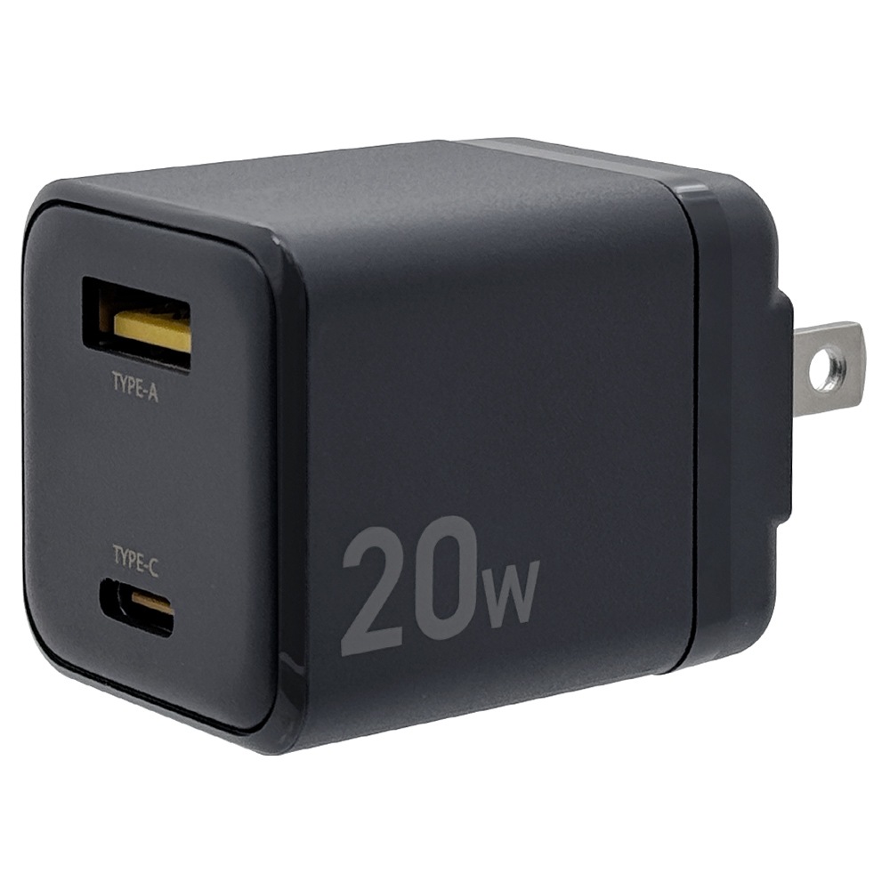 ���Ŵ� USB���Ŵ� 2�ݡ��� PD�б� ������A ���󥻥�� AC USB Type-C typec 20W Power Delivery Type-A typea 2.4A ����� �����б� 2��Ʊ������ ���㥳���륰�졼 iPhone iPad ���֥�å� RACCA20W02CGRY