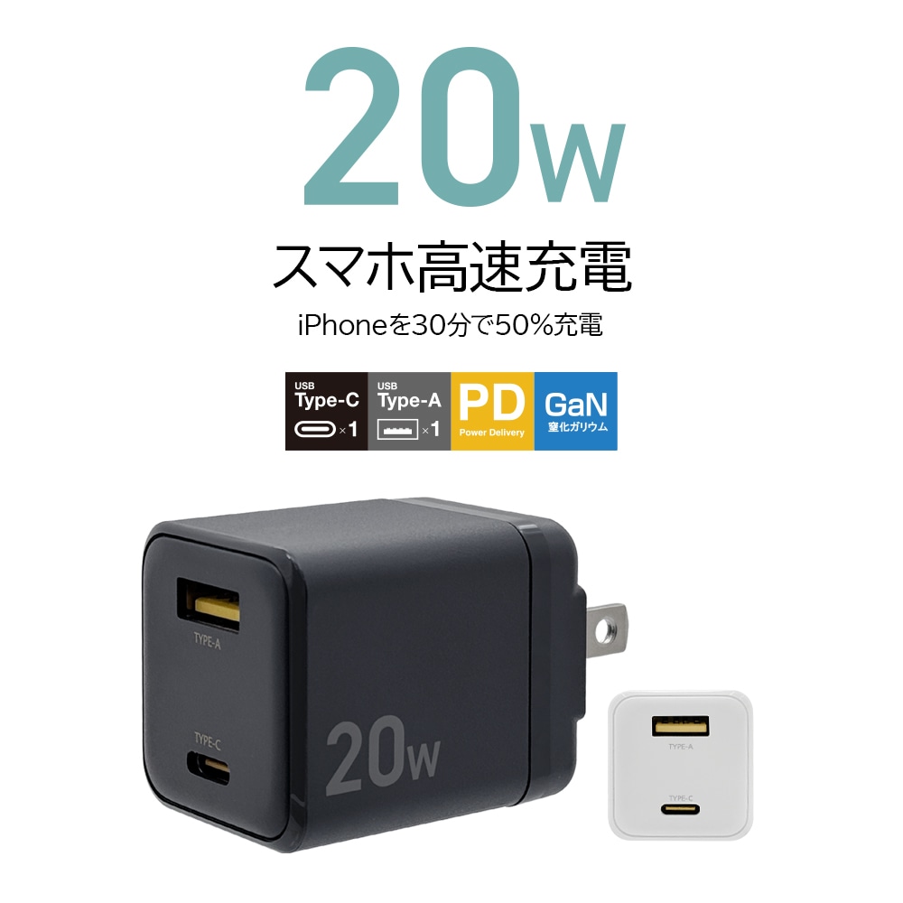 生産終了】GaN採用 90W USB充電器 RP-PC128 ホワイト【GaN (窒化