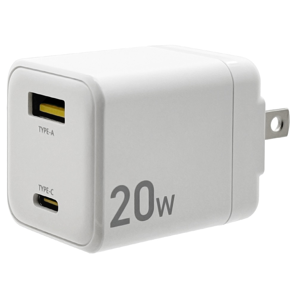 ���Ŵ� USB���Ŵ� 2�ݡ��� PD�б� ������A ���󥻥�� AC USB Type-C typec 20W Power Delivery Type-A typea 2.4A ��® ��® ����� 2��Ʊ������ �ۥ磻�� iPhone ���ޥ� iPad RACCA20W02WH