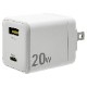 ���Ŵ� USB���Ŵ� 2�ݡ��� PD�б� ������A ���󥻥�� AC USB Type-C typec 20W Power Delivery Type-A typea 2.4A ��® ��® ����� 2��Ʊ������ �ۥ磻�� iPhone ���ޥ� iPad RACCA20W02WH