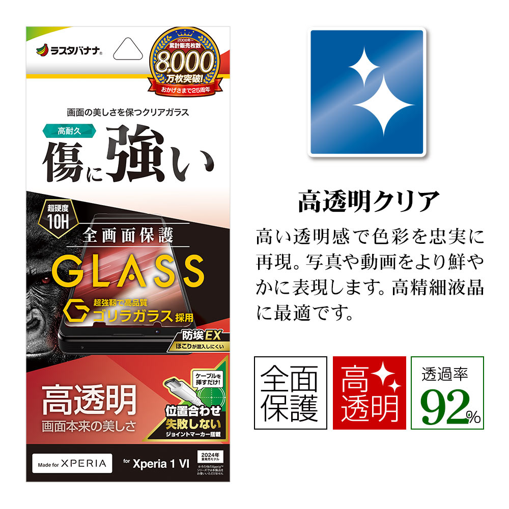 Xperia1 VI SO-51E SOG13 XQ-EC44 ���饹�ե���� �����ݸ� ����� ��Ʃ�� ���ꥢ ����饬�饹���� �ۥ����ɻ�  0.33mm ����10H ��ñŽ���դ� �������ڥꥢ1 �ޡ���6 �ݸ�ե���� GG4211XP16 �饹���Хʥ�