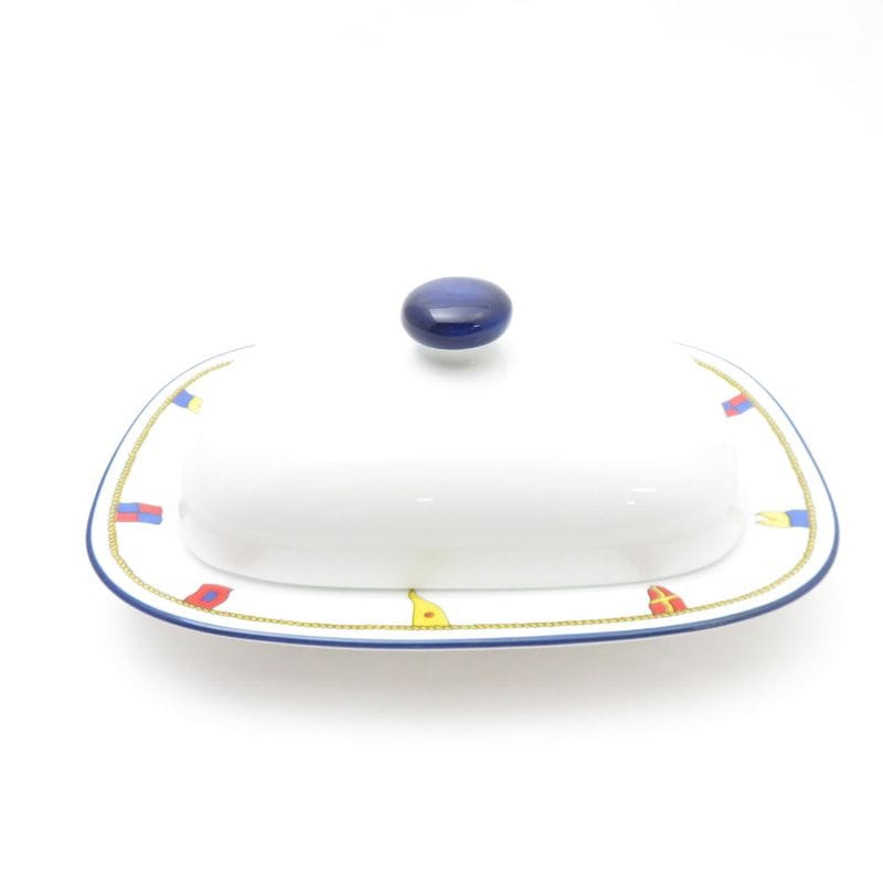 美品 Richard Ginori リチャードジノリ クリッパー バターケース 蓋付き SY10507G 【中古】