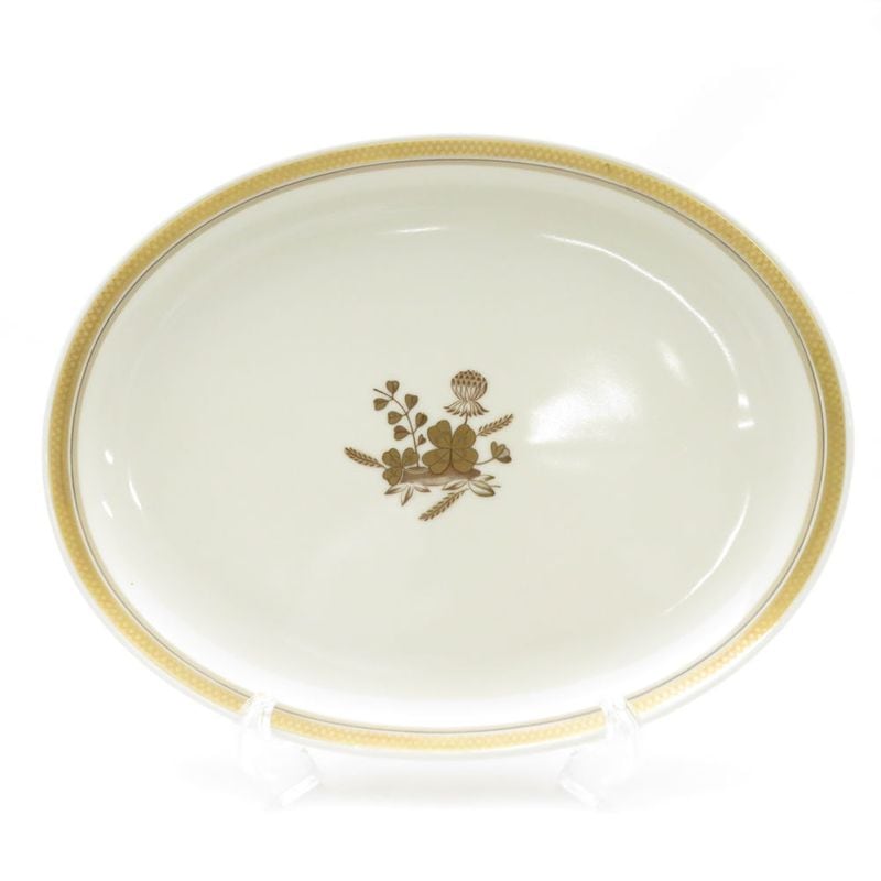 美品 ROYAL COPENHAGEN ロイヤルコペンハーゲン ゴールデンクローバー オーバル皿 27cmプレート 楕円 ディナー トレイ SU8461F 【中古】