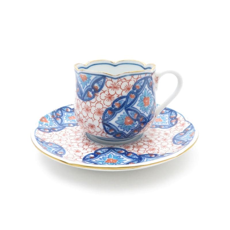 美品 伊万里 眞 鍋島桜 デミタスカップ＆ソーサー 和食器 SY10340G 【中古】