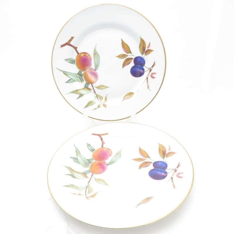 ROYAL WORCESTER ロイヤルウースター イヴシャム 大皿 2枚 ペア 25cmディナープレート フルーツ 果物 SU9793V1 【中古】