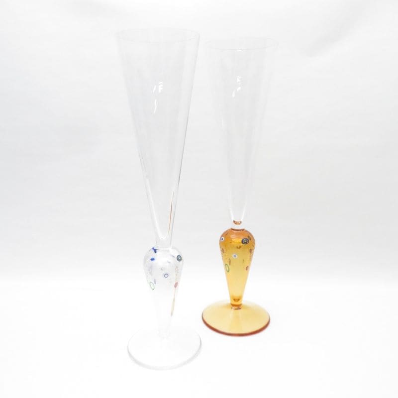 美品 SAINT LOUIS サンルイ シャンパングラス 2客 クリスタル H27 ペア シャンパーニュ SY11725A2 【中古】