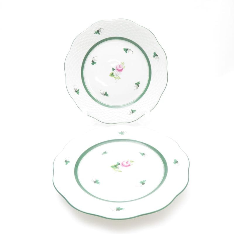 美品 Herend ヘレンド ウィーンの薔薇 VRH 517 中皿 2枚 ペア 19cmデザートプレート バラ SU12693R1 【中古】
