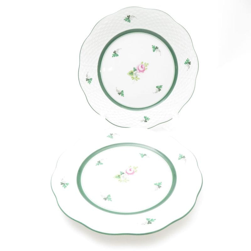 美品 Herend ヘレンド ウィーンの薔薇 VRH 517 中皿 2枚 ペア 19cmデザートプレート バラ SU12694R1 【中古】