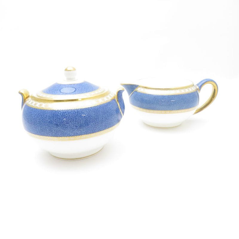 未使用 WEDGWOOD ウェッジウッド ユーランダーパウダーブルー クリーマー＆シュガーポット 2点 セット ミルク 砂糖 黒壺 SC8324G1 【中古】