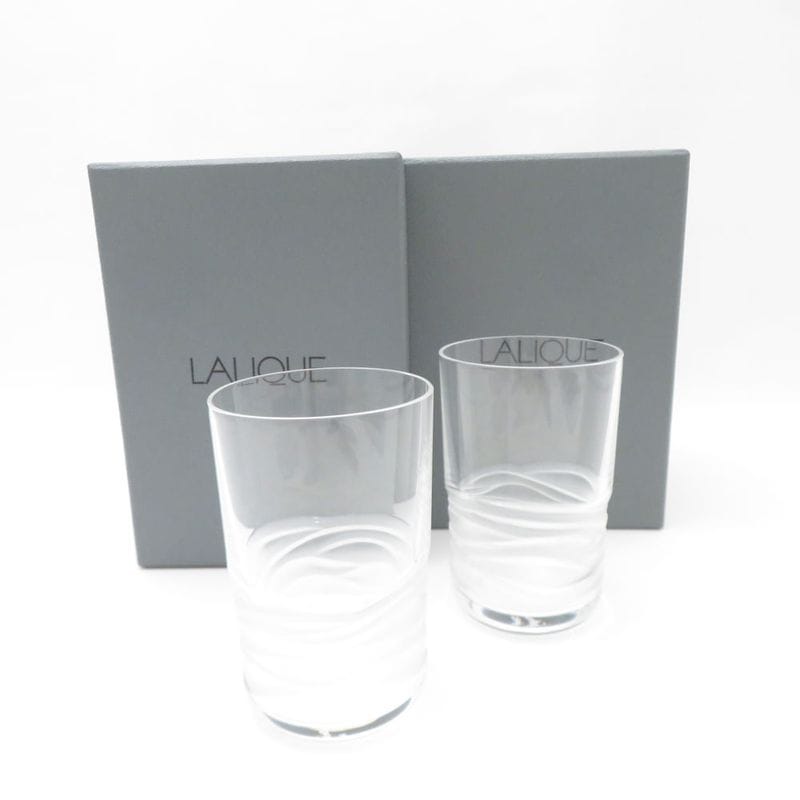 美品 LALIQUE ラリック グラス 2点 ペア ミニグラス SC8714Q1 【中古】