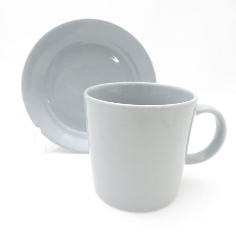 美品 iittala イッタラ ティーマ パールグレー マグカップ 小皿 2点 セット 14cmプレート 北欧 フィンランド SU13125J2 【中古】