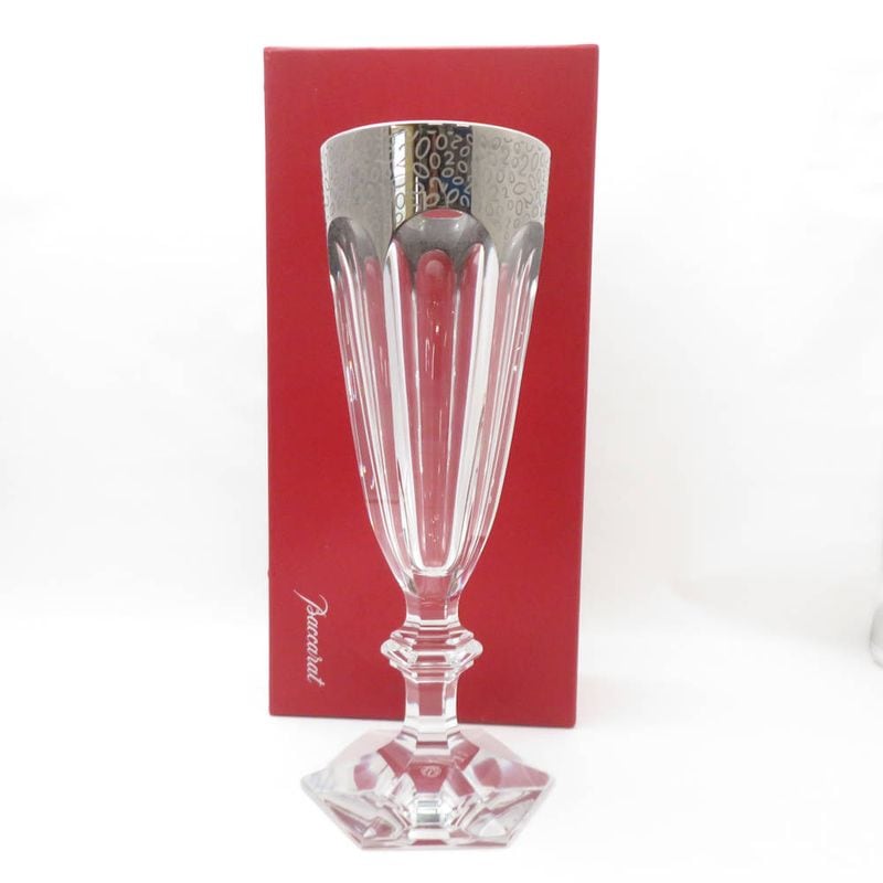 美品 Baccarat バカラ フルート アルクール 405/2000 フラワーベース 1点 クリスタル プラチナ彩 2000個限定 H32 花瓶 レア 希少 SU13070Z 【中古】