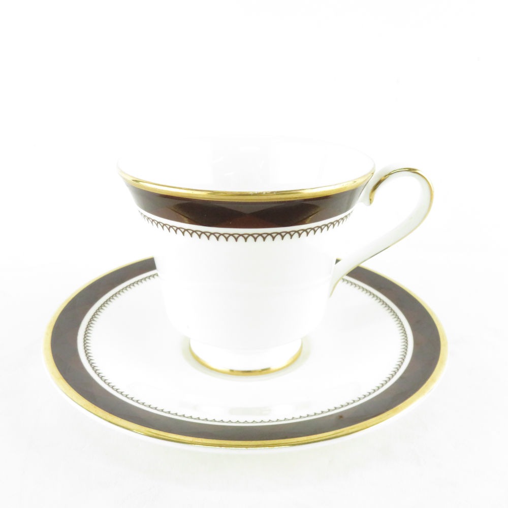 美品 ROYAL DOULTON ロイヤルドルトン HARROW ハーロウ ティーカップ&ソーサー ハーロー ブラウン 金彩 SU7382E 【中古】