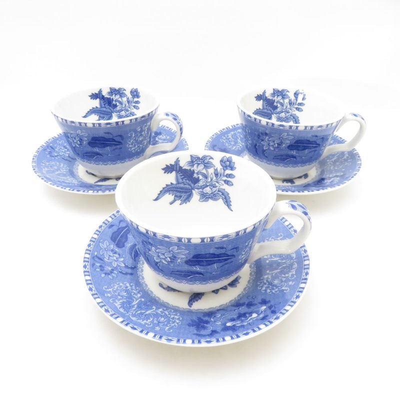 美品 SPODE スポード ブルールームコレクション カミラ ティーカップ＆ソーサー 3客 セット 希少 レア ヴィンテージ SC10312X1 【中古】