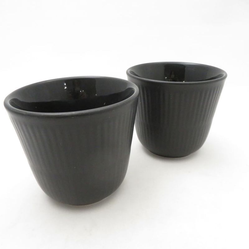 ROYAL COPENHAGEN ロイヤルコペンハーゲン ブラックフルーテッド スタイルカップ 2点 ペア フリーカップ 希少 レア マグ コップ SC10457C2 【中古】