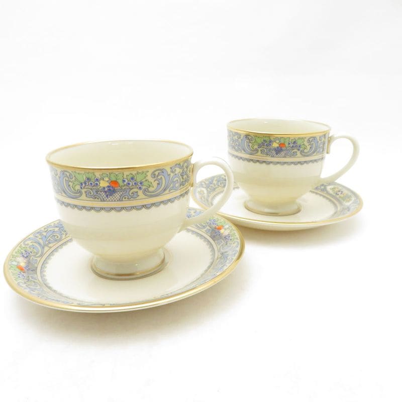 美品 LENOX レノックス オータム カップ＆ソーサー 2客 ペア ティー/コーヒー 金彩 USA製 SC10864S1 【中古】