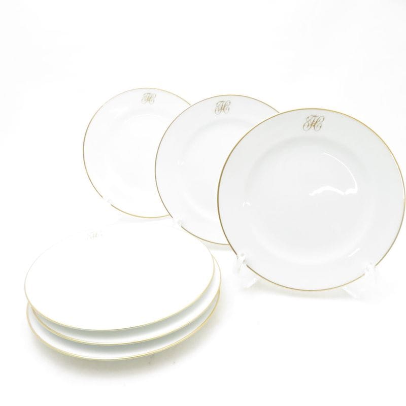 美品 OKURA 大倉陶園 ゴールドライン リムシェープ パン皿 6枚 セット 16cmプレート 中皿 ケーキ SM5124U2 【中古】