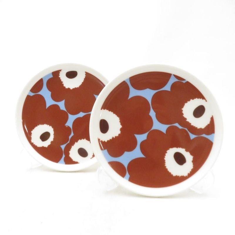 未使用 marimekko マリメッコ ウニッコ 小皿 2枚 ペア 13cmプレート 北欧 フラワー SM5035V1 【中古】