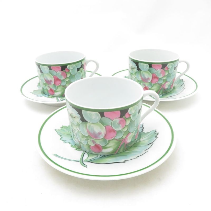 美品 PHILIPPE DESHOULIERES フィリップデズリエ コーヒーカップ＆ソーサー 3客 セット 珈琲 リモージュ SU13814X1 【中古】