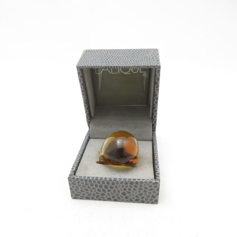 美品 LALIQUE ラリック カボションリング アンバークリスタル ジュエリー 指輪 SU14040L2 【中古】