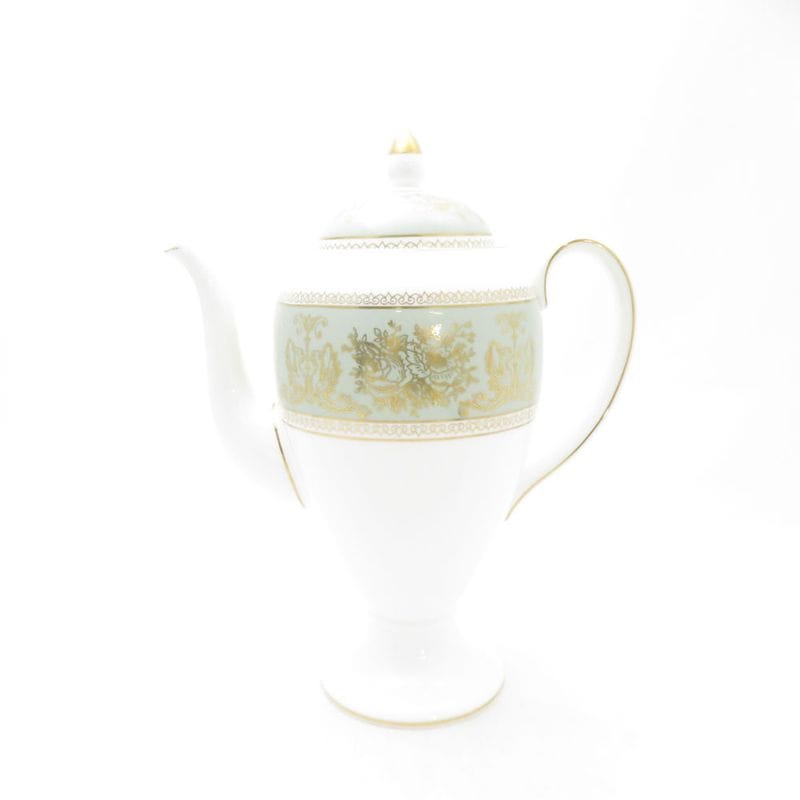 美品 WEDGWOOD ウェッジウッド コロンビア セージグリーン コーヒーポット 珈琲 金彩 花柄 黒壺 英国 テーブルウェア SU14035T1 【中古】