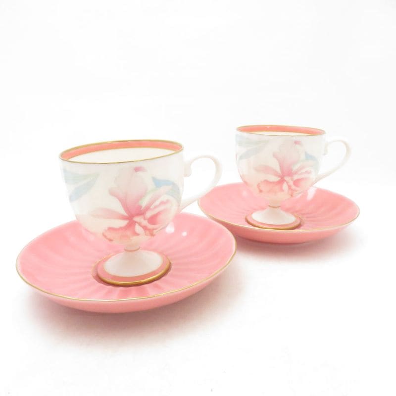 美品 kouransya 香蘭社 カトレア カップ＆ソーサー 2客 ペア フラワー 花柄 SM5217Q1 【中古】